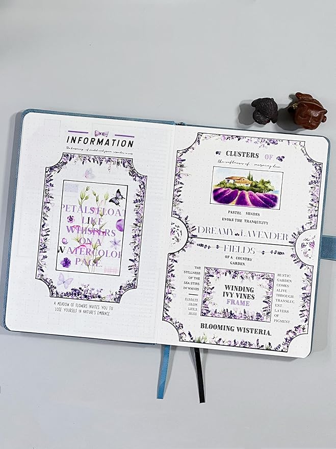 WT Pre-Cut Violet Veil Wide PET Tape, Single Roll, Soft Lilac Blossoms & Misty Backgrounds with Elegant Script, Transparent Decorative Tape for Journaling, Scrapbooking, Planner, DIY Crafts, 65mm x 5m