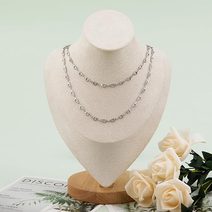 YOUBEIYEE 13 Feet Stainless Steel Jewelry Chain for Jewelry Making Heart Link Chain for Women Necklace DIY Heart Chains Bulk