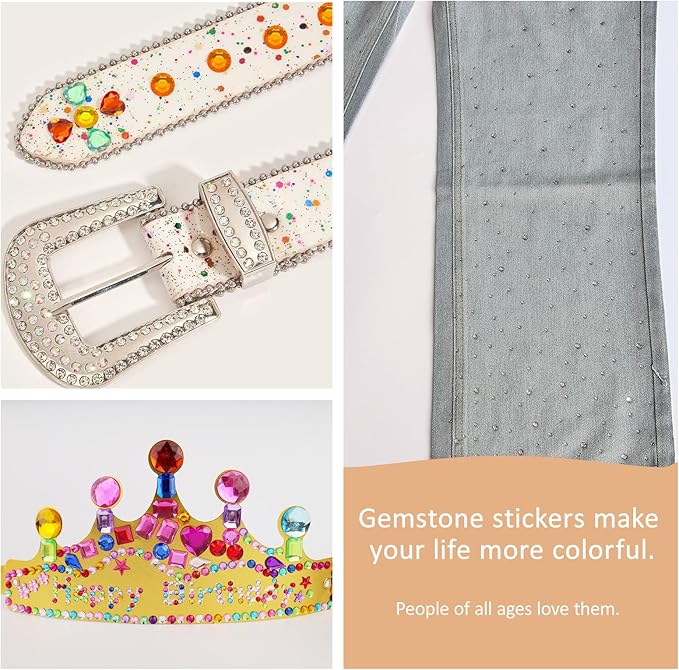 3500pcs gem stickers jewels for crafts，12 sheets rhinestone stickers for diy craft，stick on gems rhinestones for crafts, kids art supplies (self-adhesive sparkle jewels)