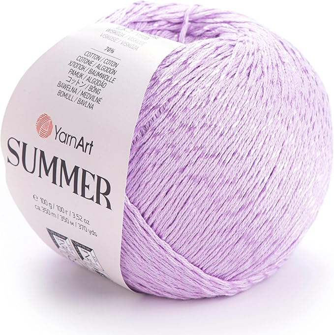 YarnArt Summer – Lightweight Glittery Yarn, 70% Mercerized Cotton, 30% Viscose – Sparkly Knitting & Crochet Yarn for Shawls, Clothes & Accessories (43)