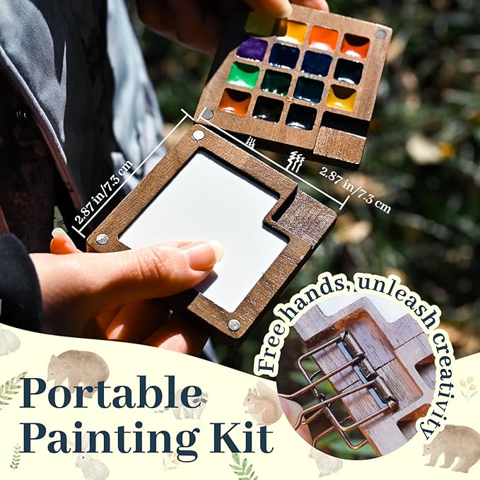 Funto Mini Watercolor Travel Set, 12-Color Refillable Travel Art Kit, All-in-One Mini Paint Supplies with Bag, Art Craft for All, Portable Water Color Paint for Beginners, lovers and Artists