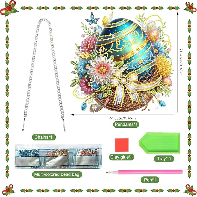 BAWKENTON Easter Egg Hanging Diamonds Art kit for Adult, DIY Diamonds Painting Art Kit, 8.66x8.43 inch Acrylic Diamonds Painting Board Kit Ornament, Special Crystal Diamond Hanging Ornament