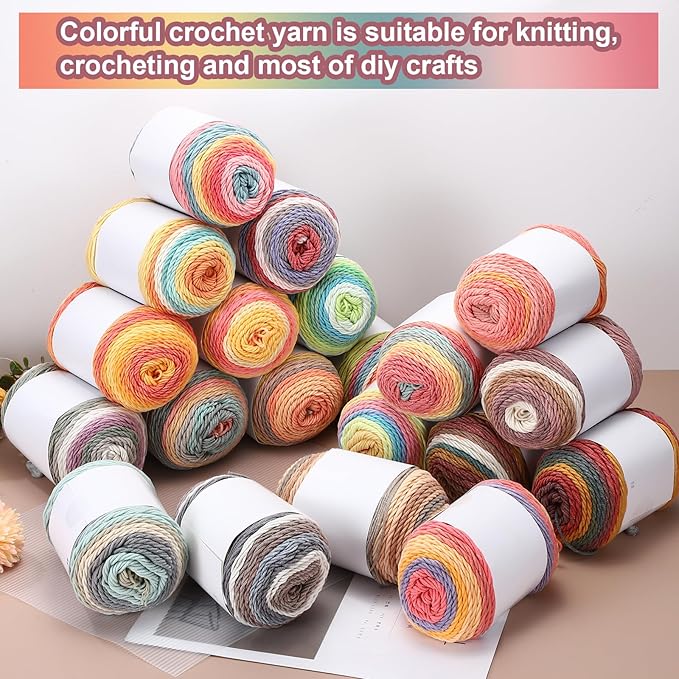 MECCANIXITY Cotton Acrylic Yarn for Crocheting, 422 Yard 5 Ply Soft Gradient Yarn Acrylic 45% Cotton 55% Used for DIY Knitting Blankets Scarves(2 Packx100g,Yellow,Gray,Orange)