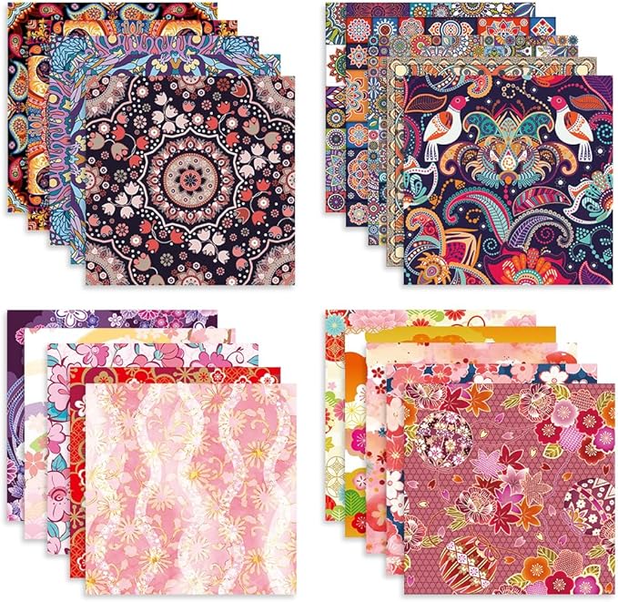 Origami Paper Kit 100 Sheets 70GSM 6 Inch Square Double Sided Color 100 Vivid Solid Colors for Hand Crafts Origami Paper Arts Creativity. Bohemian Blossom
