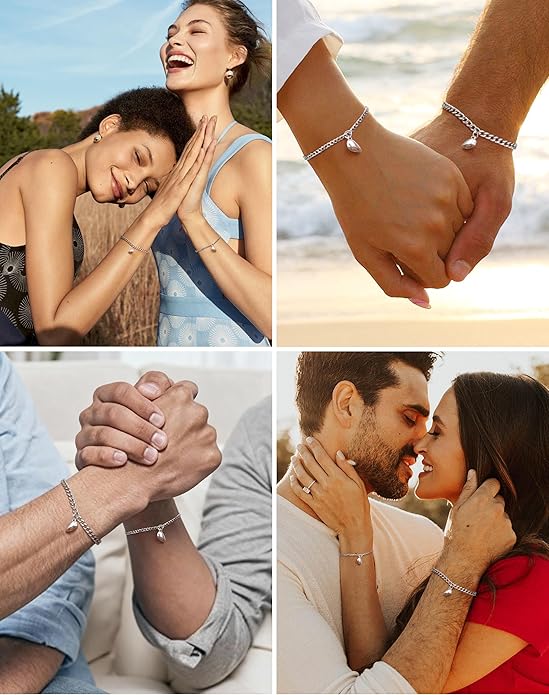 Permanent Couples Matching Bracelets Kit - DIY Bracelet Set Cuban Adjustable Link Bracelets Gifts for Boyfriend, Valentines Day Gifts for Him Her Matching Bracelets Unique Jewelry Gift for Anniversary Birthday
