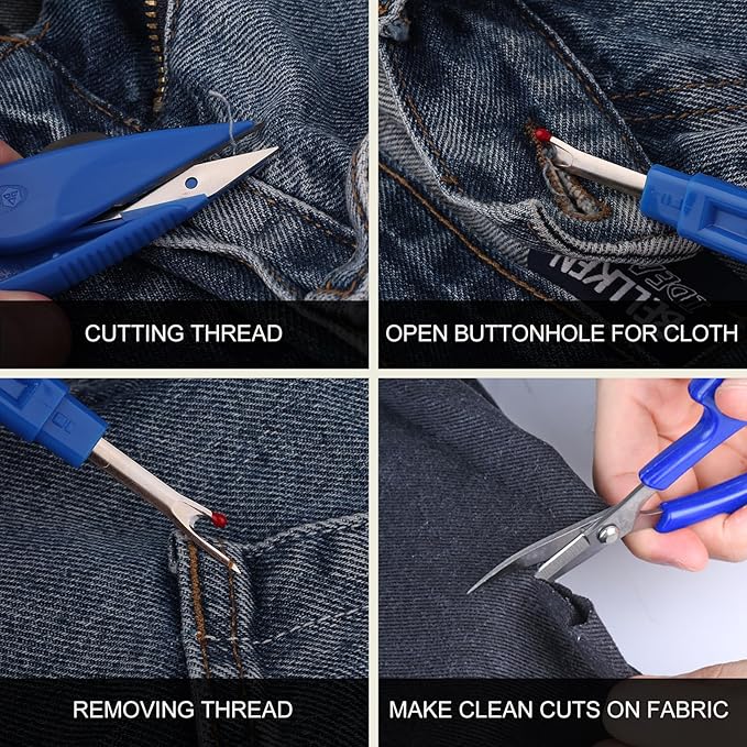 CampTek Seam Ripper & Thread Remover Kit - Professional Ergonomic Stitch Cutter Tools for Quilting, Leather, Denim, Cross Stitch | Sewing Supplies with Patch Remover, Durable Sewing Kit Tools (Blue)