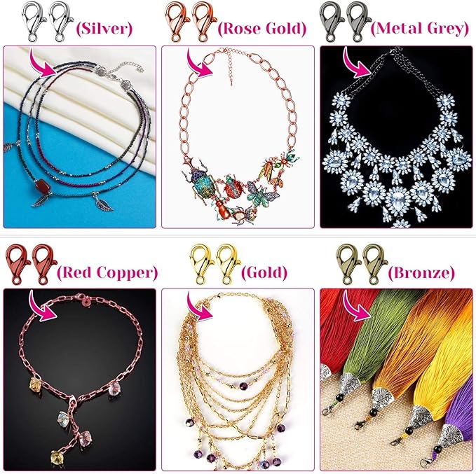Jump Rings, Cridoz 2340Pcs Open Jump Rings and Lobster Clasps Jewelry Making Supplies Kit for Necklace and Jewelry Repair