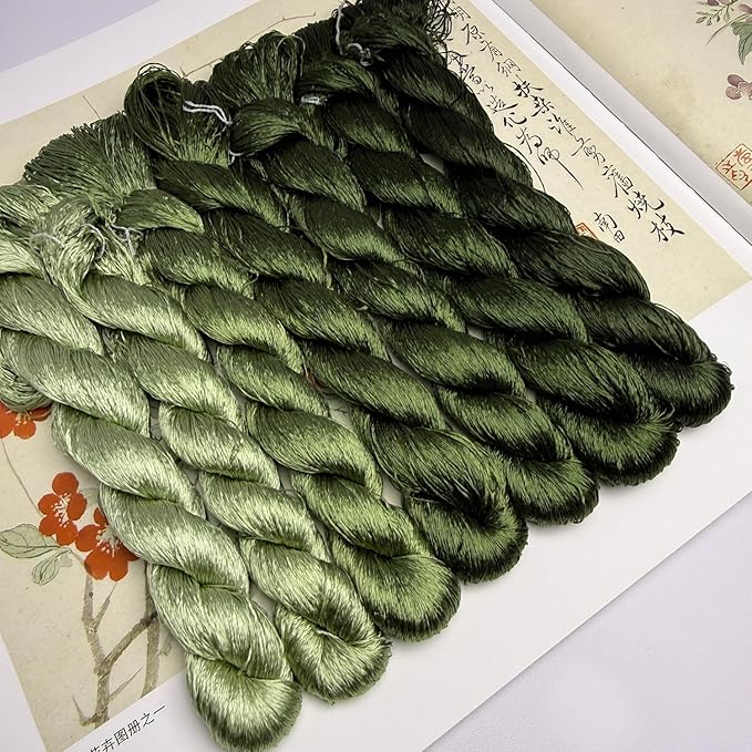 100% Nature Mulberry Handmade Embroidery Silk Thread Woven Jewelry Accessory Artificial Flowers Cross Stitch Floss DIY Sewing Kits 7 Gradient Colors 22m Each (15)