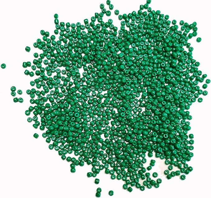 Perlin Glass Seed Beads 2mm 11/0 Round Mini Small Pony Beads 6500pcs for Making Earrings Bracelets Pendants Waist Jewelry DIY Handmade Opaque Color Kit (Dark Green)