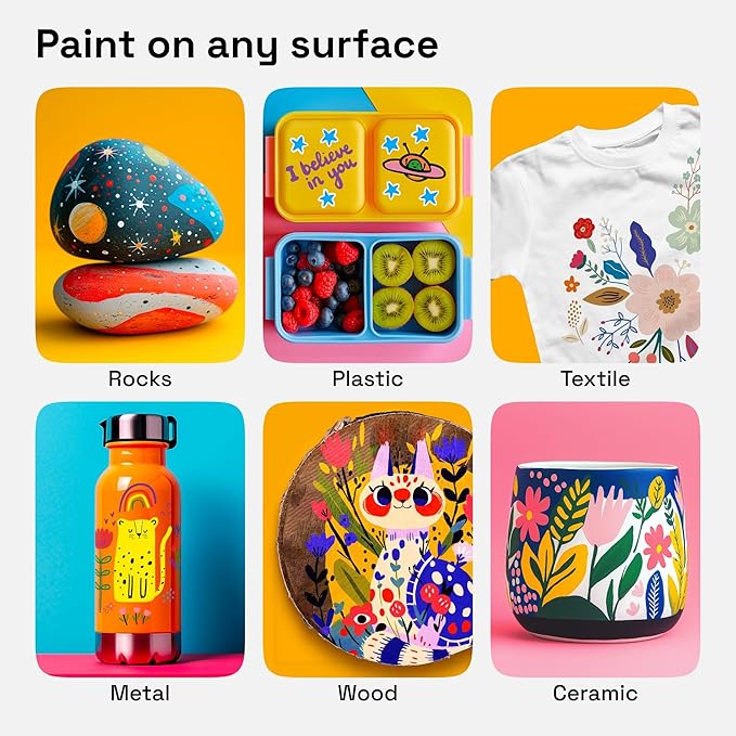 ARTISTRO 120 Acrylic Paint Markers - Paint Pens for Drawing, Brush + Fine Tips - For Fabric, Rock, Glass, Wood, DIY, Eggs - Art & Craft Supplies for Adults, Teens, Kids - Easter Basket Stuffers