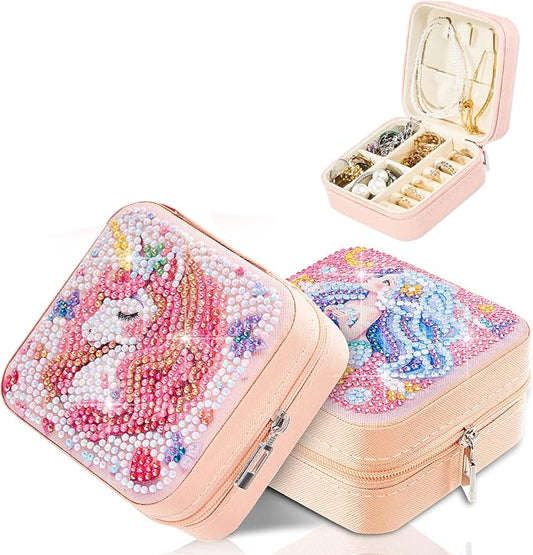 CharySim Diamond Art Jewelry Box Bedazzling Kit, DIY Craft Kit with Gemstones Rhinestones for Adults Women, Jewelry Organizer, Easter Mother’s Day Gifts for Mom, Birthday Gift (Pink Pro)
