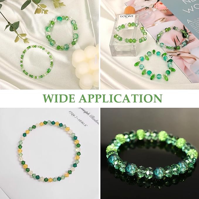 1000pcs Glass Beads for Jewelry Making Colorful Rainbow Craft Crystal Beads with Loose Beads Sparkly Beads for DIY Necklace Bracelet Earring(Green)