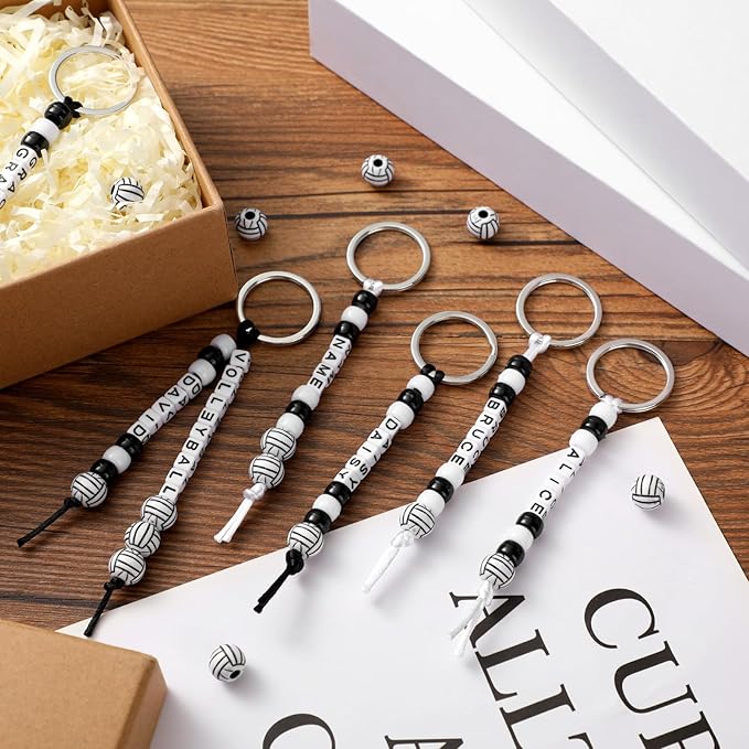 Landical 564 Pcs Volleyball Keychain Making Kit DIY Volleyball Bead Key Chain Craft Adjustable Sport Letter Bead Charm Sport Theme Party Favor Gift Backpack Accessories Holiday Decoration(Cute Color)