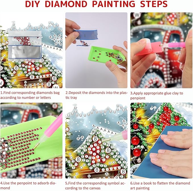 SENQAO Christmas Diamond Art Hanging Kits for Adults Kids, Truck Christmas Gifts Diamond Art Suncatchers, 5D Special Shape Diamond Painting Pendant Window Ornament Gifts for Home Door Wall Decor
