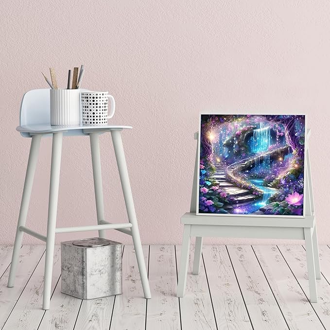 CZYWJMEI 5D Flower Diamond Painting Kits for Adults Beginners,DIY Waterfall Landscape Diamond Art,Full Round Drill Diamond Dot Gem Art Kits,Home Wall Decor 16x16 Inch