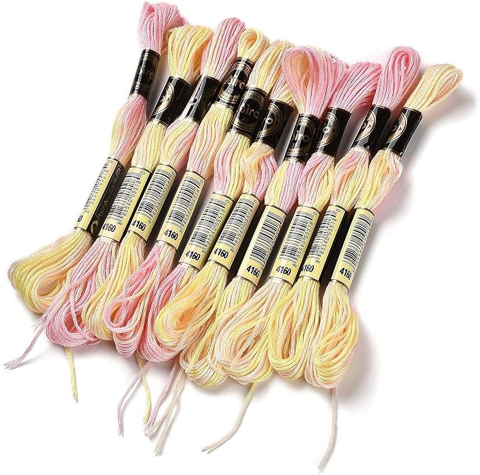 FASHEWELRY 10 Skeins Embroidery Floss Thread 0.5mm Dyed Cross Stitch Floss 6-Ply Friendship Bracelet String for Jewelry Making Bracelets Sewing Knitting Stitching Craft DIY (Champagne Yellow)