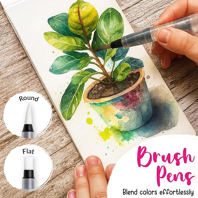 100 Watercolor Paint Set - Water Colors Paint for Adult, Beginners, Professional Artists | Watercolor Palette with Paper, Brushes, Pen | Travel Painting Kit, Art Supplies for Adults