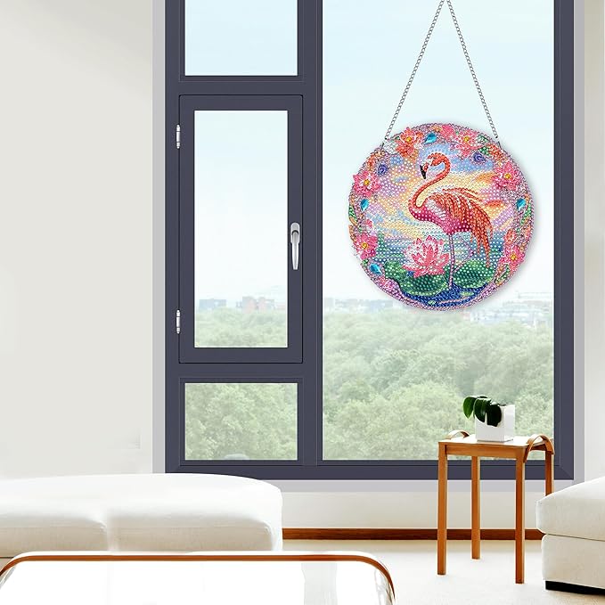 Hanging Diamond Art Kits for Adults Bird – 8x8 Inch Double-Sided Acrylic Board DIY Crystal Diamond Suncatcher Pendant, Sparkling Home Wall or Window Decoration Handmade Gift