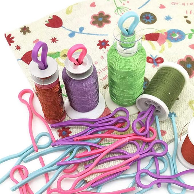 50 PCS Sewing Bobbin Thread Holders,Sewing Thread and Bobbin Organizer Holder Accessories and Supplies for Craft Embroidery Plastic Thread Clamps Spools Organizers,Colorful Ramdon 6,LXLVOUEG