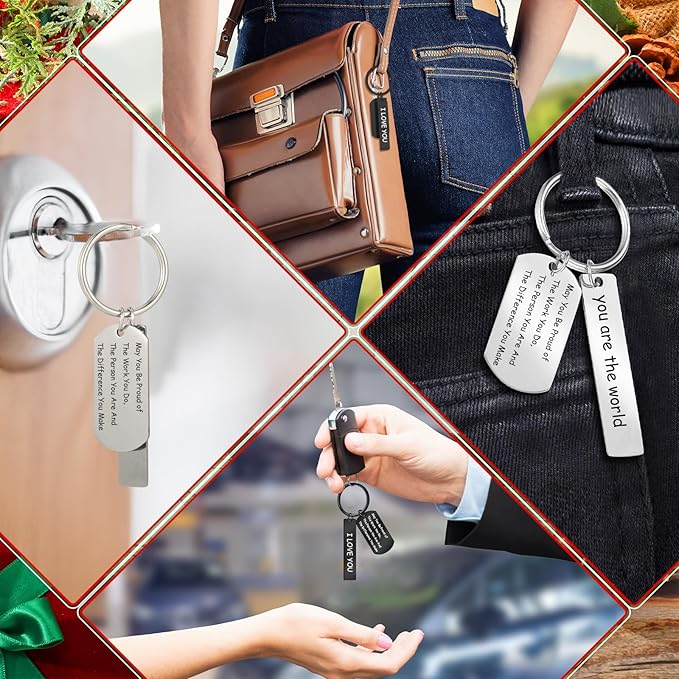 gisafai 30 pcs christmas engravable stainless steel keychain blank laser engraving blank key ring tag for diy craft xmas gift