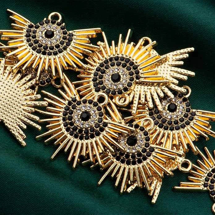 Pack of 20 Rhinestone Charms Gold Plated Pendants Pave Crystal Accessories for Necklace Bracelet Jewelry Making DIY Crafting