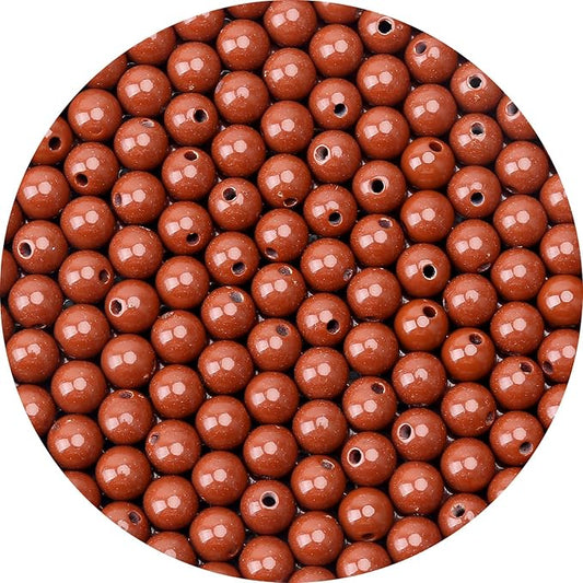 bonny boxx 1000pcs 6mm smooth brown acrylic round beads, plastic resin bubblegum balls chunky gumball beads for necklace and bracelet making, crafting supplies