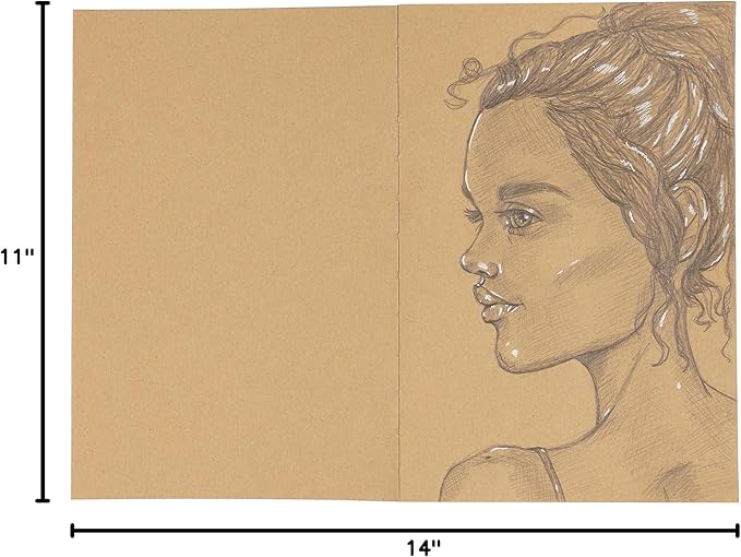 SoHo Urban Artist Open Bound Sketch Pads - Open Coptic Bound Sketch Pads for Drawing, Calligraphy, Any Dry Media, & More! - [Kraft - 11x14 - Single]