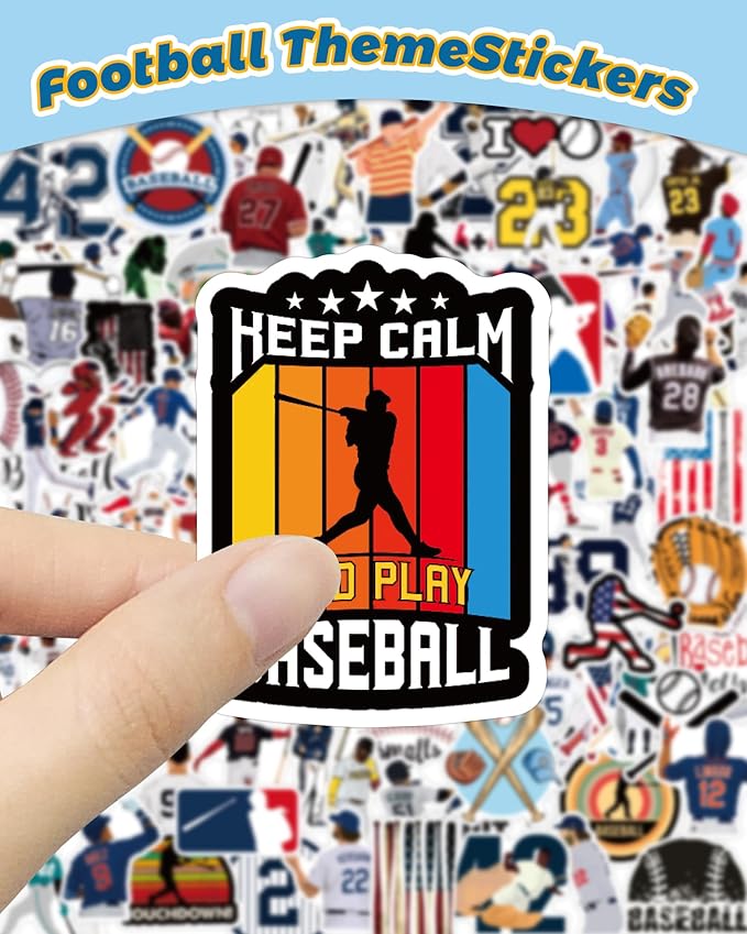 pcnearty 100 pcs sport stickers for kids, baseball water bottle stickers, vinyl waterproof laptop sticker for water bottle, bulk sticker packs for boys kids classroom prizes for elementary students
