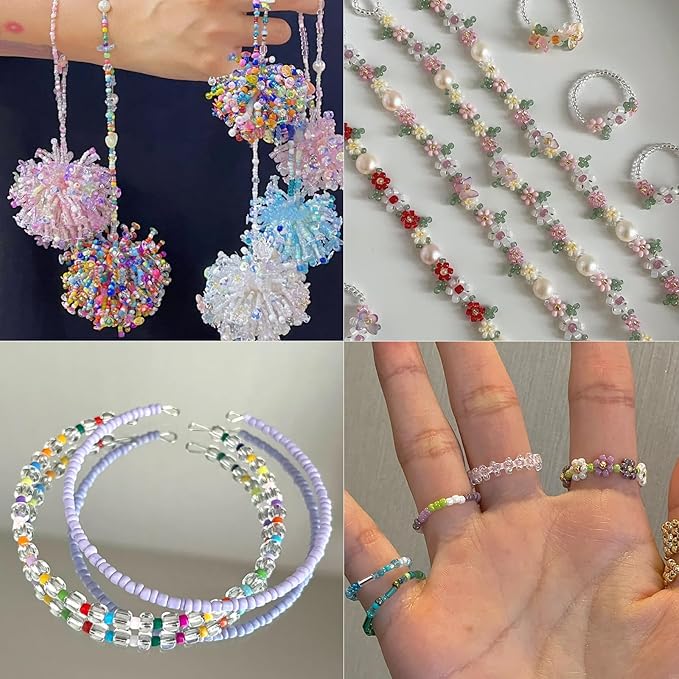 Glass Seed Beads Kit 3mm Small Waist Beads 8/0 with Elastic String Tweezers for Jewelry Necklace Bracelets Earring Making (144 Colors)