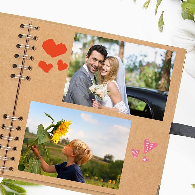 Scrapbook (8 x 8 inch) Scrapbook Album 60 Pages Ideal for Your DIY Scrapbooking Albums Wedding and Anniversary Family Photo Album (brown)