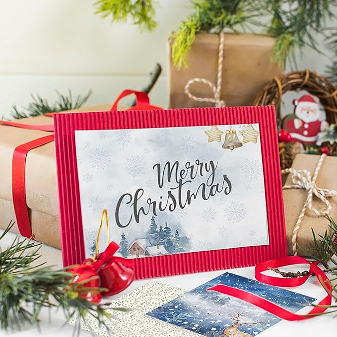 Christmas Pattern Scrapbook Paper, 6 Inch Card Production Supplies, 24 Sheets Single Sided Acid-Free Cardstock Greeting Card, Handmade Gift Journaling Craft Kits (F-style)