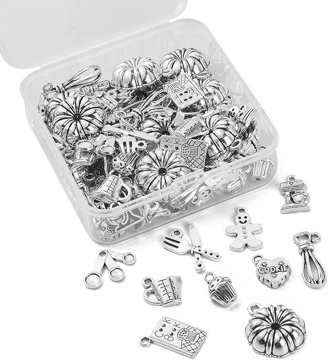 DanLingJewelry 100Pcs 10 Styles Baking Charms Cupcake Bakery Coffee Egg Beater Cookies Charms for DIY Jewelry Making