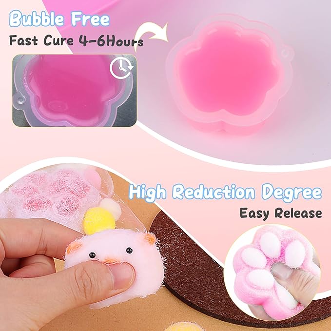 Taba Squishy Kit, Taba Squishy Making Kit for Beginner - 7oz 1:1AB Squishies Gel Set with 10 Mold, Guide, Flocking Powder for DIY Your Own Squishies for Stress Relief Gift for Adults&Kids