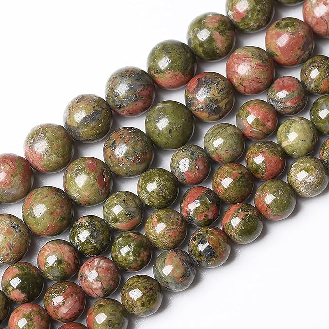 90pcs 4mm Natural Unakite Gemstone Beads Round Loose Beads for Jewelry Making DIY Bracelet Necklace (Unakite, 4mm)