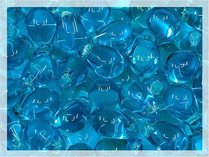 Czech 50-Piece Glass Beads, 6x9mm, Teardrop Aqua Blue Transparent