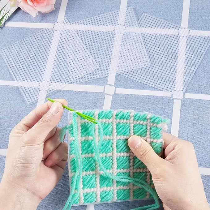 Allazone 10 PCS Clear Mesh Canvas Sheets for Embroidery Making, Cross Stitch Plastic Aida Mesh Screen for Crafts DIY Crochet Projects