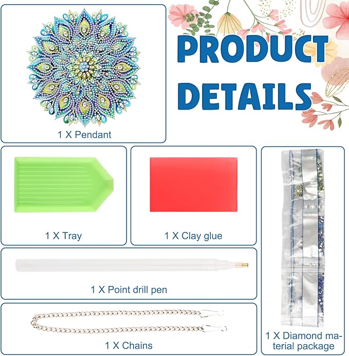 DOMROM Peacock Diamond Art Hanging Kits for Adults Beginners, Special Shaped Crystal Diamond Painting Peacock Pendant, DIY Diamond Art Suncatchers Animal for Home Garden Wall Decor Gift