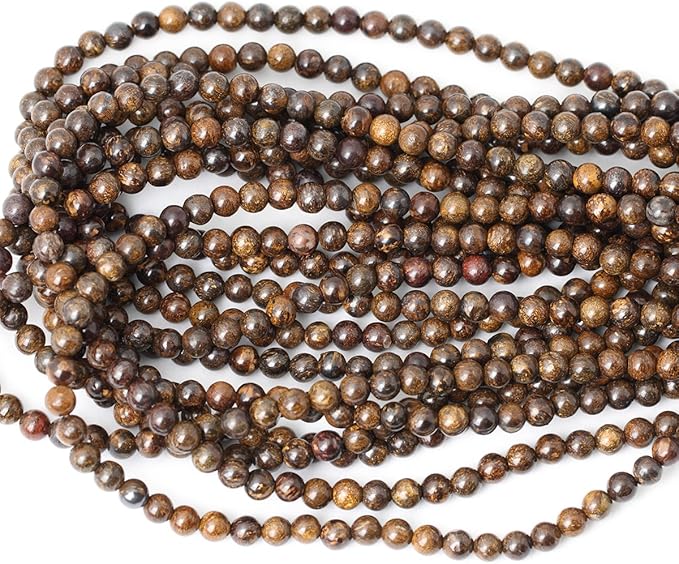 cheavian 60pcs 6mm natural bronzite gemstone round loose beads for jewelry making diy handmade 1 strand 15"