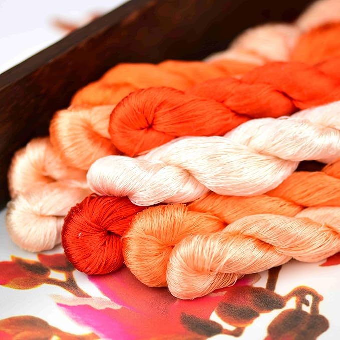 Natural 100% Silk Thread, Handmade Embroidery Thread Silk Floss 9 Colors 110m Each (26)
