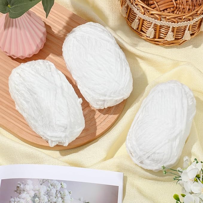 Amylove 6 Rolls Soft Velvet Chenille Yarn for Crocheting 1182 Yards Polyester Blanket Fuzzy Thick Yarn for DIY Knitting Bulky Weaving Crafts, 197 yd, 3.53 oz Each Roll(White)