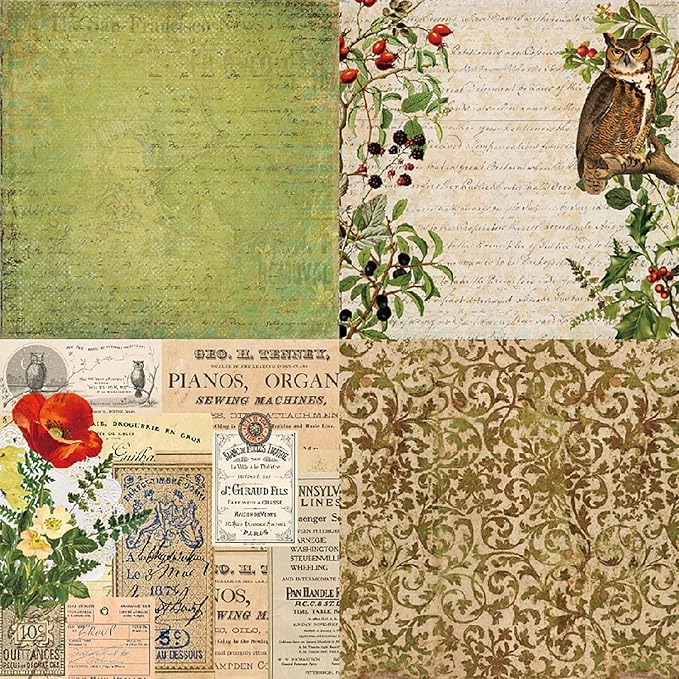 YASMEN Scrapbook Paper Pad 6x6, Vintage Patterned Cardstock Paper Pads for Card Making, Journals, Planner, DIY Envelopes, Greeting Cards, Gift Card, Decorative Art Craft -24 Sheets