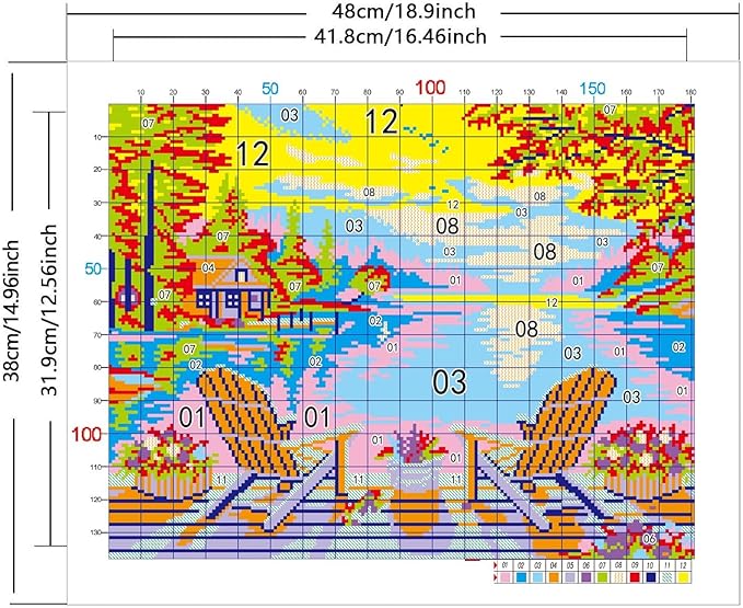 Zhenqing Leisure Time Printed Cross Stitch Kit - 11CT 38x48cm with Threads, Needle & Pattern, No Hoop Needed for Beginners (65837)