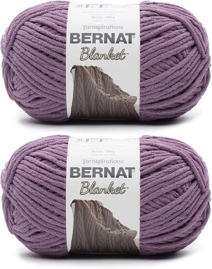 Bernat Blanket Shadow Purple Yarn - 2 Pack of 300g/10.5oz - Polyester - 6 Super Bulky - 220 Yards - Knitting/Crochet