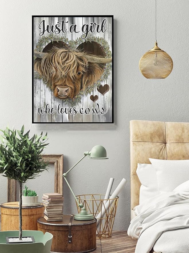 Meothan Diamond Painting Kit for Adults, Highland Cow Diamond Art Kits for Adults Beginners, 5D DIY Full Drill Round Diamond Gem Art for Home Wall Decor (11.8 * 15.8 inch)