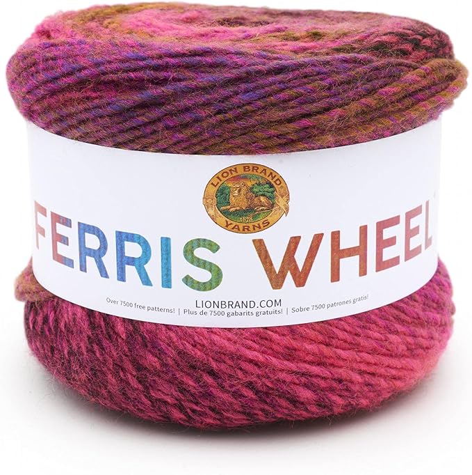 Lion Brand Yarn, Muticolor Ferris Wheel Yarn for Knitting, Crocheting, and Crafts, Pink Marmalade, 1 Pack