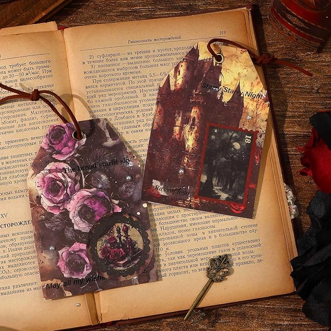 120 Sheets Gothic Scrapbooking Paper for Scrapbook Kit, Vintage Ephemera for Junk Journals, Magic Decoupage Paper for Journaling Supplies , Dark Academia Wall Decor Room for Home Decorations