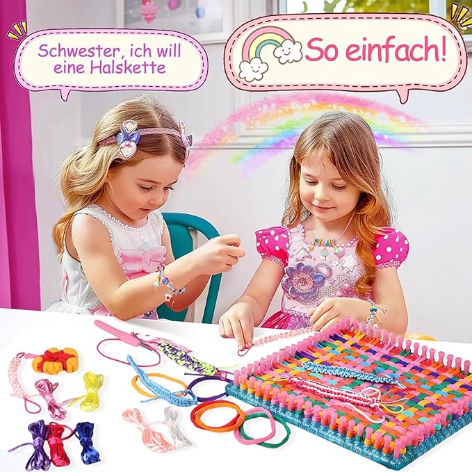 MOVATEK 328PCS Weaving Loom Kit with Friendship Bracelet Making Kit for Kids Girls Adults, 12 Colors Loom Loops, DIY Craft Kits, Bracelet & Coaster Weaving Making kit