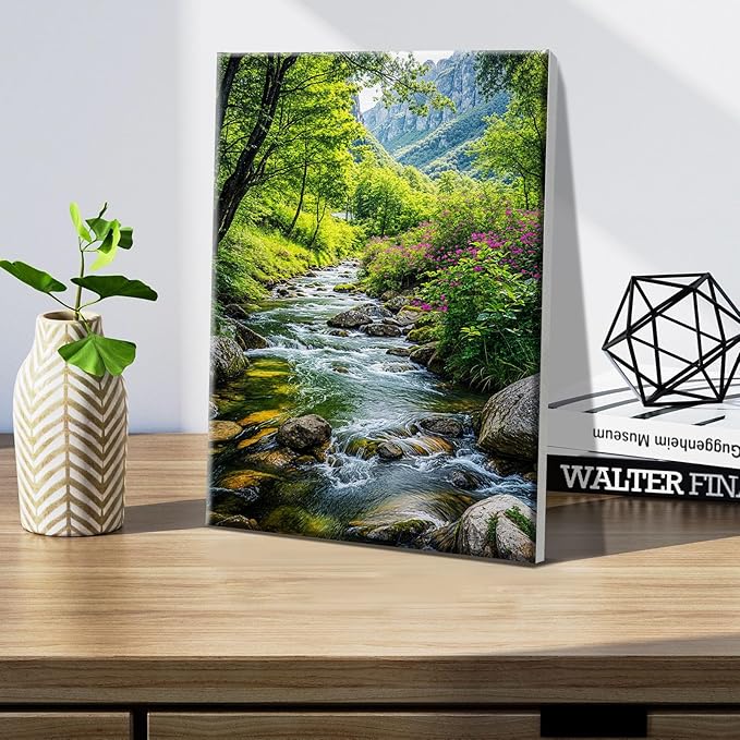 JOOZ Landscape Paint by Numbers Kit for Adults with Frame Mountain Paint by Number with Easel Forest Oil Painting Kits for Home Wall Decor 8 x 12 Inch