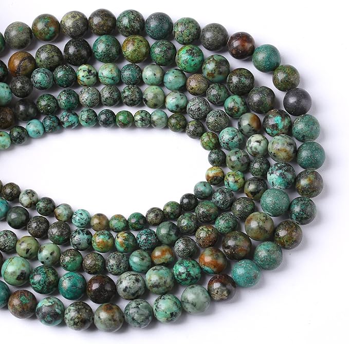 4mm 90pcs Natural African Turquoise Stone Beads for Jewelry Making Round Loose Gemstone Beads DIY Bracelet Necklace Earrings(African Turquoises, 4mm)