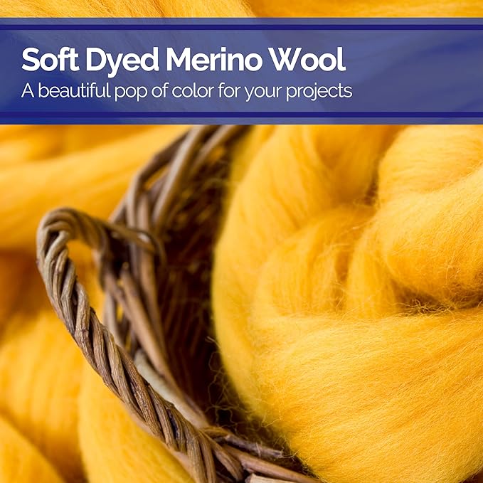 Revolution Fibers | Mixed Merino Wool Variety Pack - Lemon Drop Yellows | Perfect Wool Roving for Spinning, Rolags, Needle Felting, Wet Felting, Tapestry, Weaving and Crafting (Yellow)